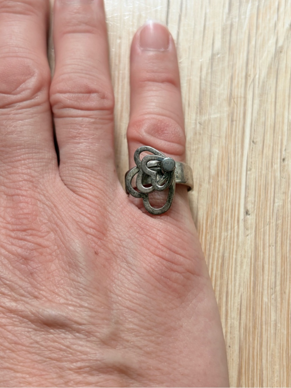 925 Silver stacked heart fidget Ring size 5.5 - Women Jewelry